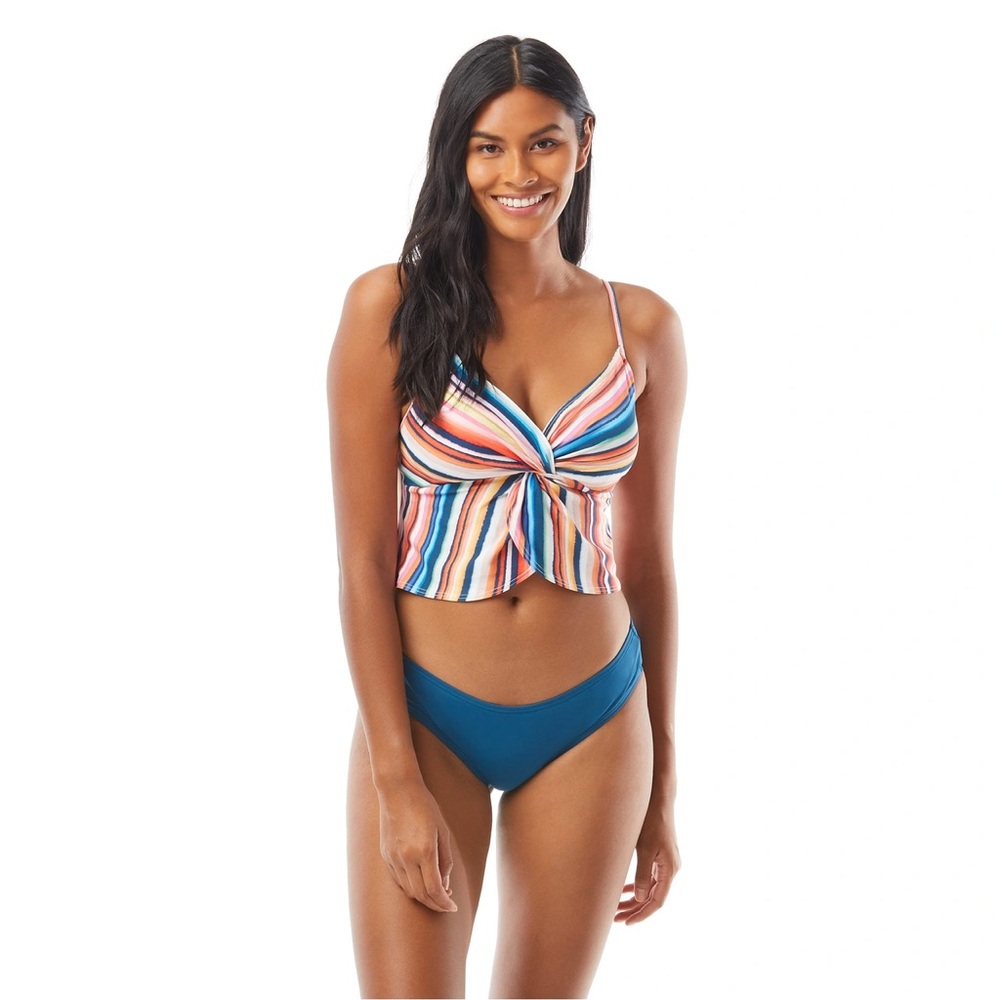 Vince Camuto Twist Crop Tankini Top  and Scrunch Bottoms size XS NWT
